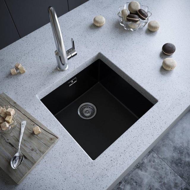 Ellsi Undermount 1 Bowl Sink & Waste 440mm Black