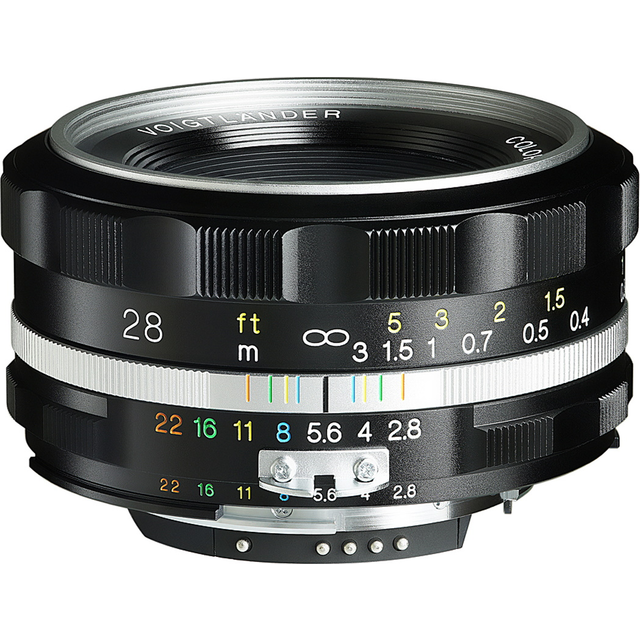 Voigtlander 28mm f2.8 Aspherical SL II-S Color-Skopar Lens for Nikon F - Silver - Sliver