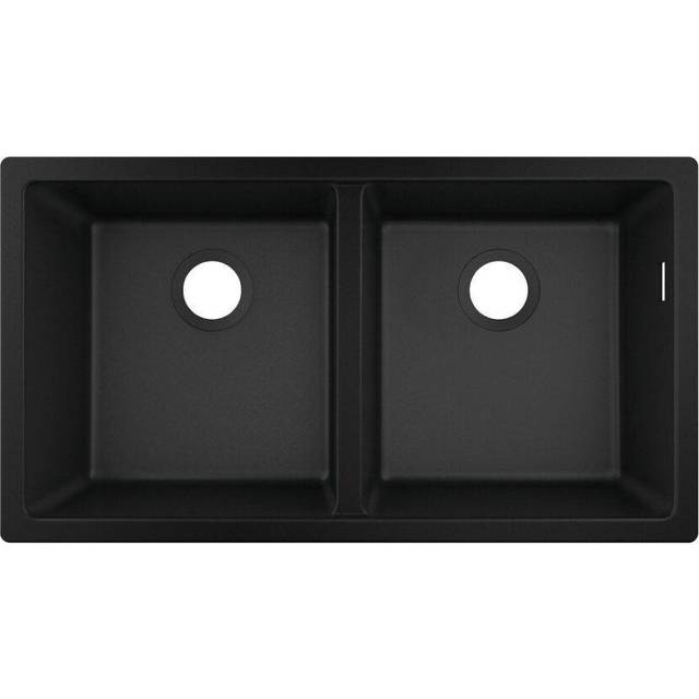 S51 Kitchen Sink Double Bowl Graphite Black Undermount SilicaTec 820mm - Black - Hansgrohe