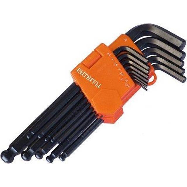 Faithfull FAIHKS13MLB Ball End Hexagon Key Long Arm Set of 13 Metric (1.3-10mm)