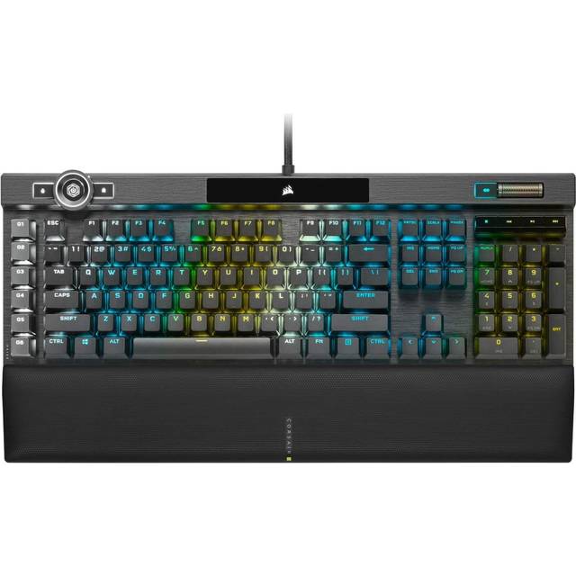 Corsair K100 optiskt mekaniskt RGB-speltangentbord OPX optisk mekanisk RGB-tangentbrytare – AXON HyperProcessing-teknik för 4 x snabbare genomströmning – engelskt tangentbord
