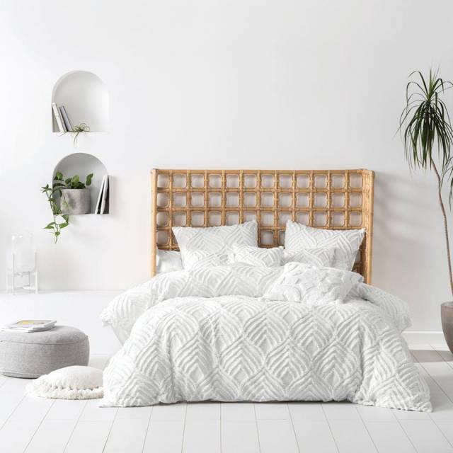Linen House Palm Springs Double Duvet Cover Set Cotton White, White