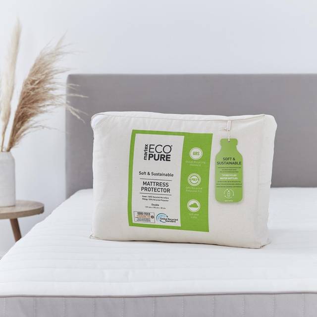 'Eco Pure' Recycled Microfibre Mattress Protector - White - Super King