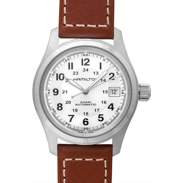 HAMILTON Khaki Field AUTO Silver Dial BR Leather Men's Watch H70455553 - 38 mm