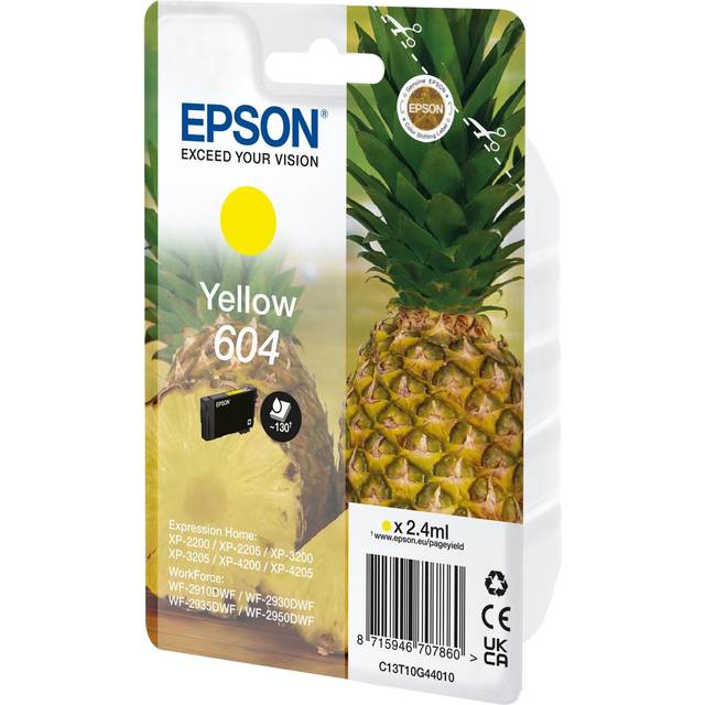 Epson 604 Singlepack - 2.4 ml - gul - original - blister med RF-larm/akustiskt larm - bläckpatron - för Expression Home XP-2200, 2205, 3200, 3205, 4200, 4205, WorkForce WF-2910, 2930, 2935, 2950
