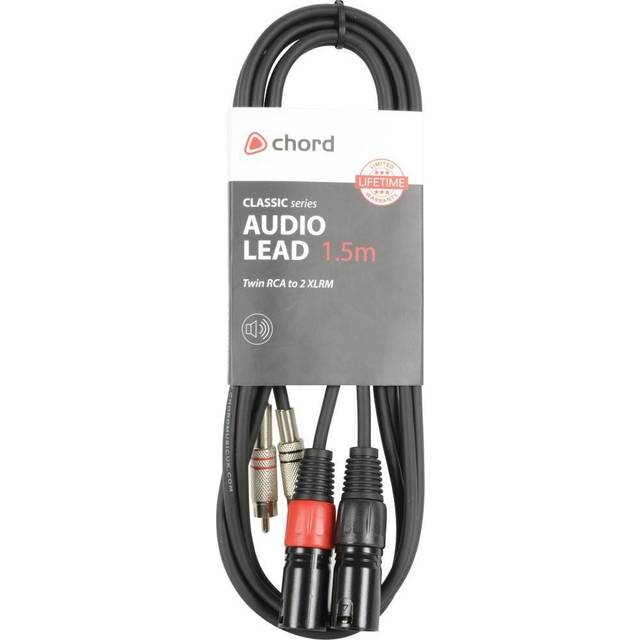 1.5m Twin Dual XLR 3 Pin Plug Plugs to 2 x RCA Phono Cable Lead
