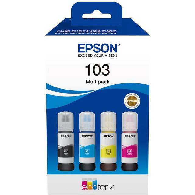 Epson 103 Multipack - 4-pack - svart, cyan, magenta, gul - original - påfyllnadsbläck - för Epson L1210, L3210, L3211, L3256, L3260, L3266, EcoTank L11050, L1250, L3210, L3250, L3260