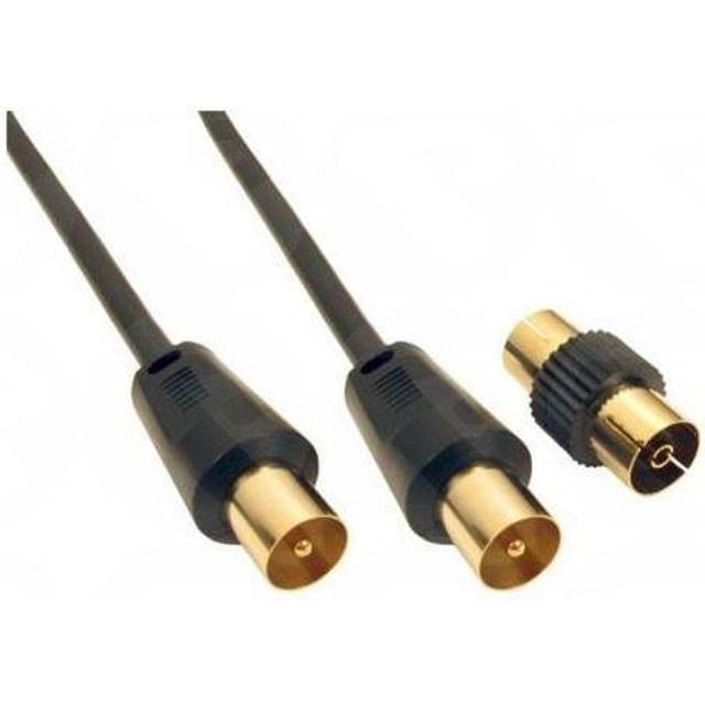 TV Coaxial Cable Male to Male with Female to Female Coupler 10 Metre (Black)