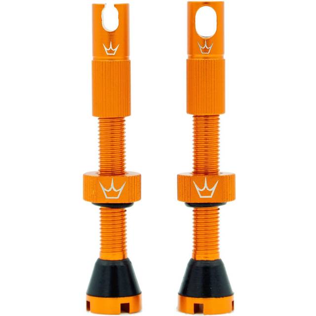 Peaty's X Chris King MK2 slanglösa ventiler Presta – integrerade ekernyckel och ventilkärnborttagningskåpor, mountainbike, väg- och gruscykeldäck, infogningskompatibel, 7075 aluminium – 42 mm, guld