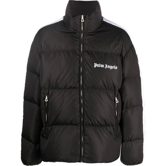 Palm Angels Sleeve Print Coach Shirt Jacket - Black