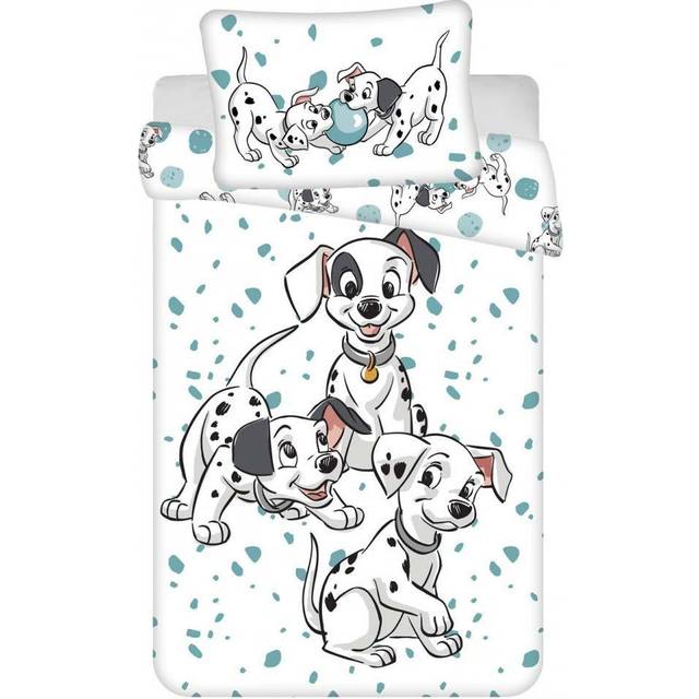 Disney 101 Dalmatians Baby Cot Duvet and Pillow Set | Boys & Girls Toddler Bedding sets | Featuring The Ionic Dalmatian Family, White