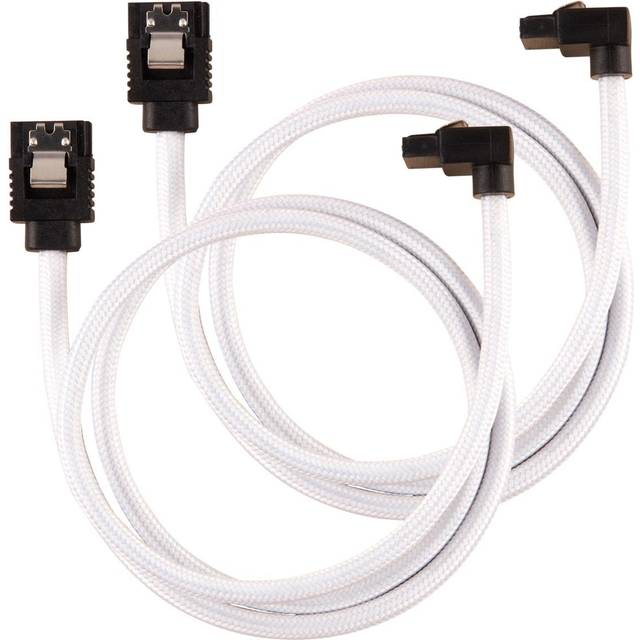 Corsair Premium Sleeved SATA Cable - SATA 6Gbps 60cm, 90° Connector, White