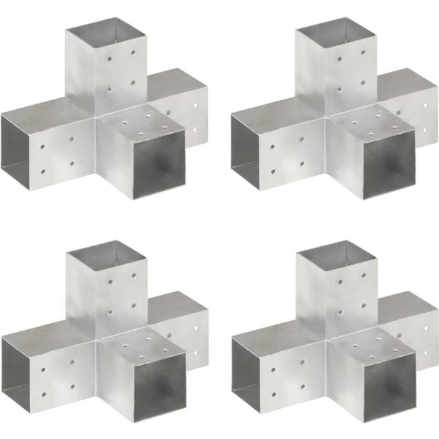 stolpebeslag X-form 4 stk. 81x81 mm galvaniseret metal