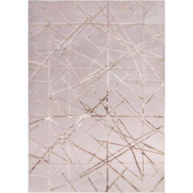(Medium 120x170cm) Aurora Mica AU13 Geometric Rugs in Metallic Beige Gold
