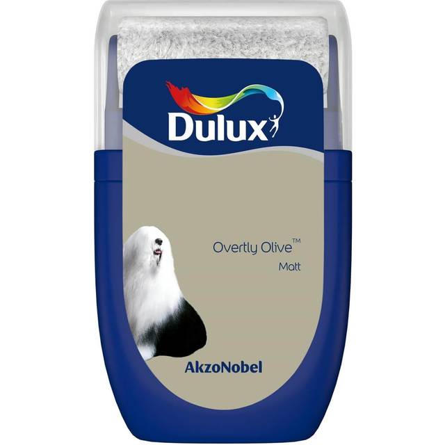 Dulux Overtly Olive Matt Emulsion Paint Tester Pot 30ml - Green