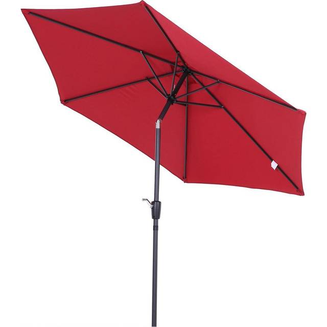 Outsunny Patio Umbrella Parasol Sun Shade Garden Aluminium Wine Red 2.7M | TJ Hughes