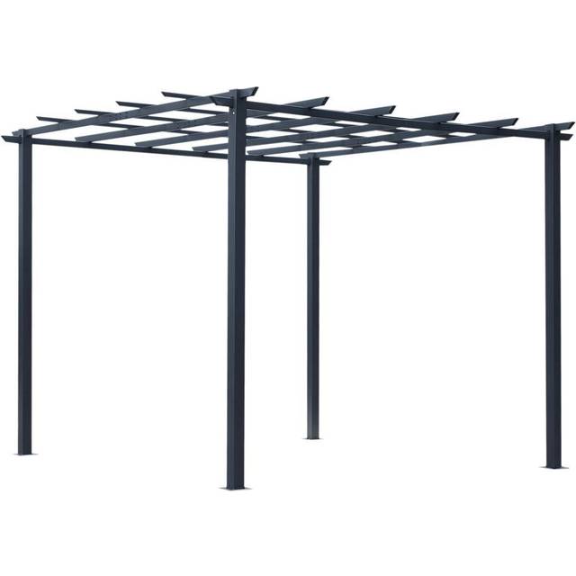 3x3m Metal Gazebo Pergola Grape Trellis Climbing Plants Sun Shelter - Black - One Size