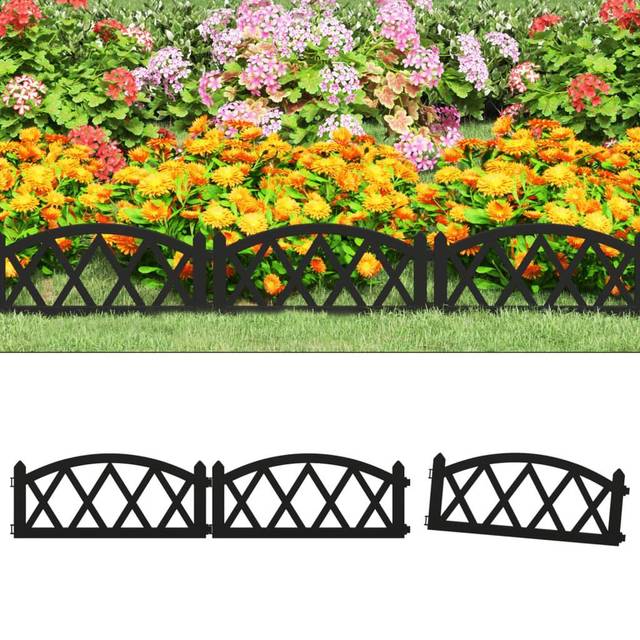 vidaXL Lawn Edgings 17 pcs Black 10 m PP