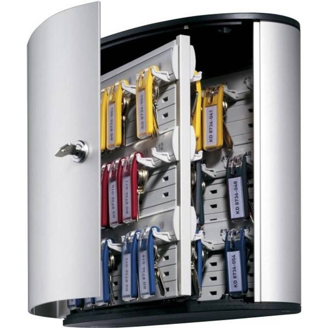 DURABLE&reg; Brushed Aluminum Keyed Lock 54Key Cabinet  119/10 W x 11 H x 44/5 D  Key Locking Door  Aluminum