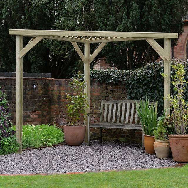Forest Garden Slatted Corner Pergola, Brown