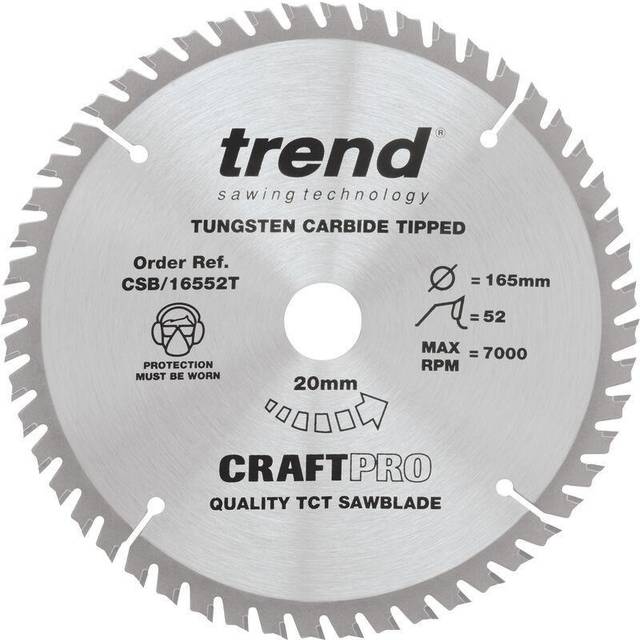 Trend Craft Thin Kerf Circular Saw Blade 165 x 52T x 20mm CSB/16552T