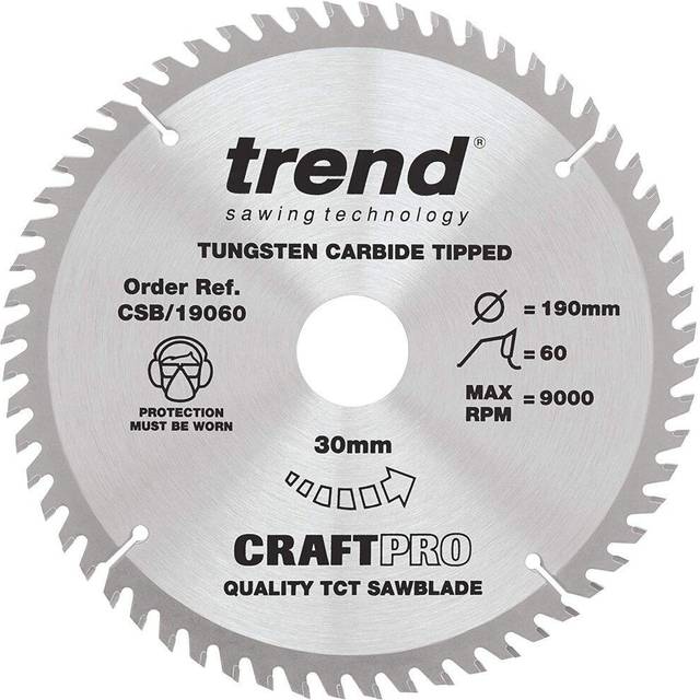 Trend CRAFTPRO Wood Cutting Saw Blade 190mm 60T 30mm