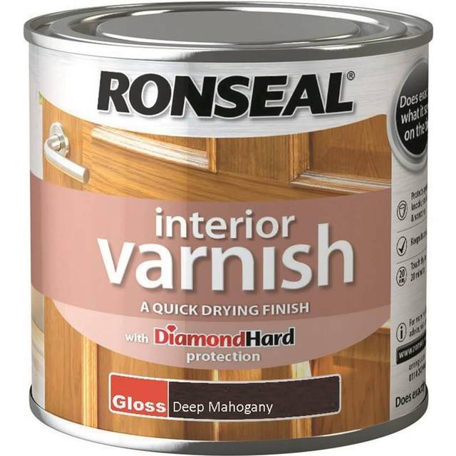 Ronseal Interior Quick Dry Gloss Varnish Deep Mahogany 250ml