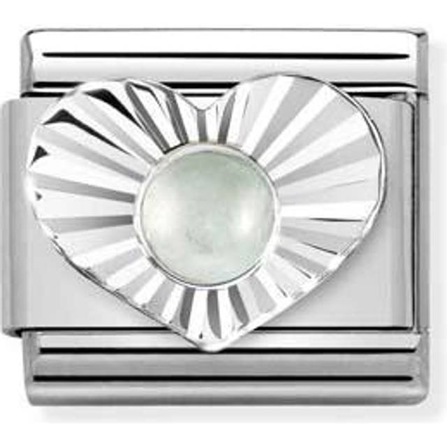 Nomination Classic Silver Milky Aquamarine Diamond Heart Sparkly &amp;