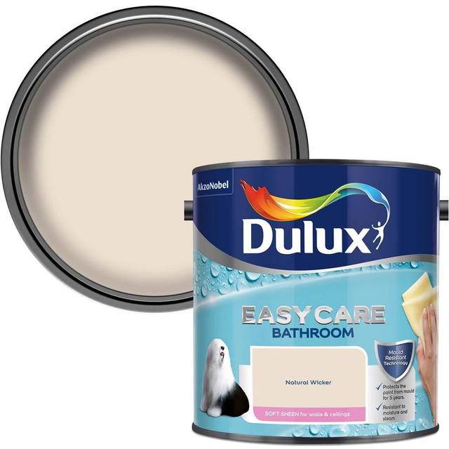 Dulux Easycare Bathroom Soft Sheen Emulsion Paint, Natural Wicker 2.5L, Paints, Wall and Ceiling Paints