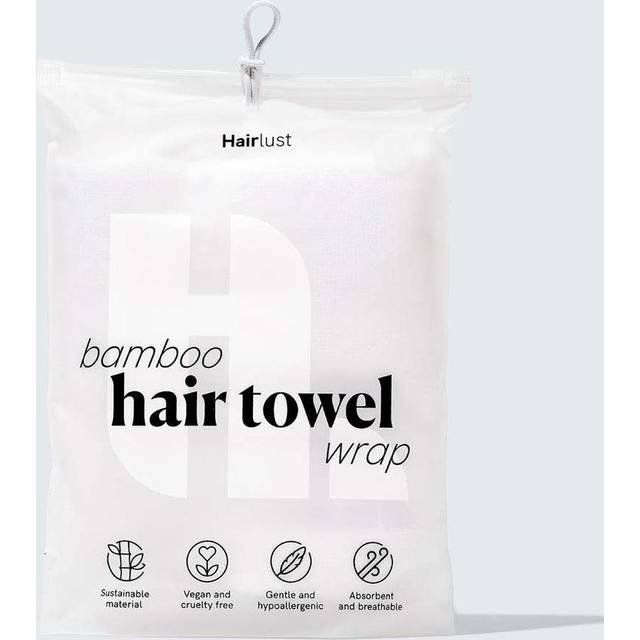 Bamboo Hair Towel Wrap, White (1 st)