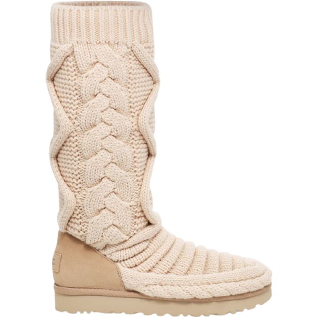 UGG® Classic Tall Chunky Knit Boot for Women in Brown, Size 9, Textile/Leather/Wool - Natural