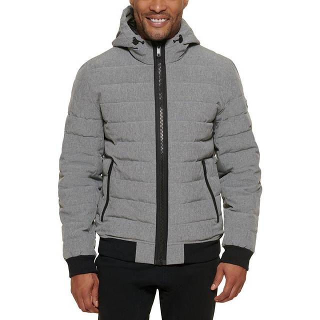DKNY herr quiltad prestanda bomberjacka med huva alternativ kappa