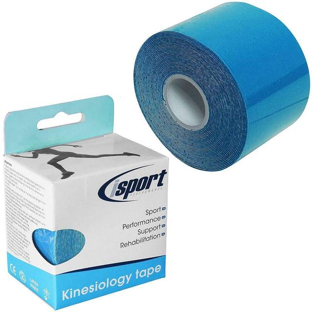 iSport Performance kinesiologitejp, blå, 5 cm x 5 m rulle – för sportskador – fysioterapeutiska aktiviteter