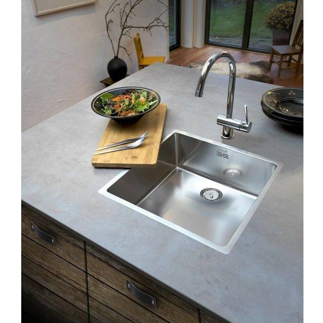 New York Kitchen Sink Square Single Bowl Stainless Steel Basket Waste - Reginox