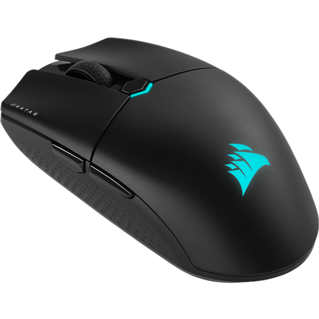 Corsair Katar Elite trådlös spelmus – jättelätt, optisk Marksman-sensor 26000 DPI, under 1 ms slipstream trådlös anslutning, batteritid upp till 110 timmar – svart