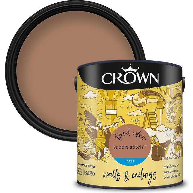 Crown Walls & Ceilings Saddle Stitch Matt Emulsion Paint 2.5L - Brown