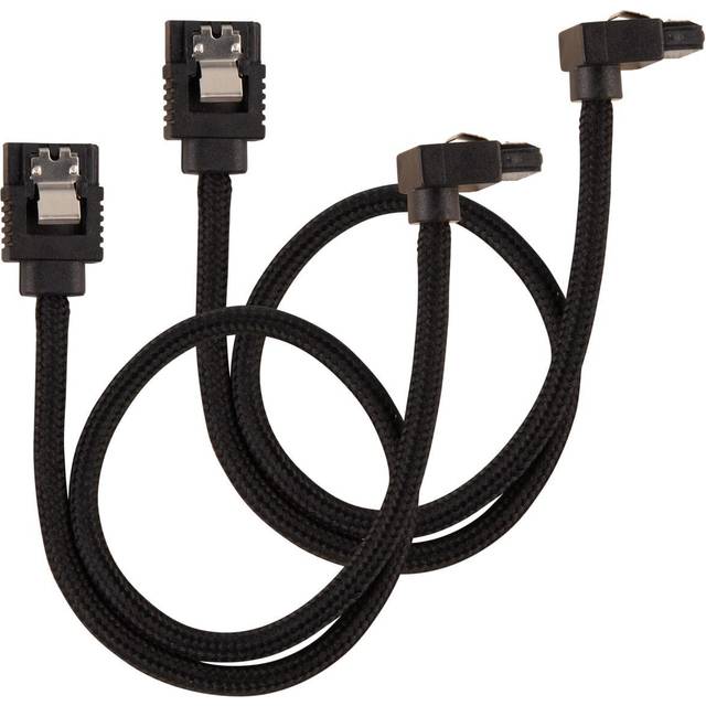 Corsair Premium Sleeved SATA Cable - SATA 6Gbps 30cm, 90° Connector, Black