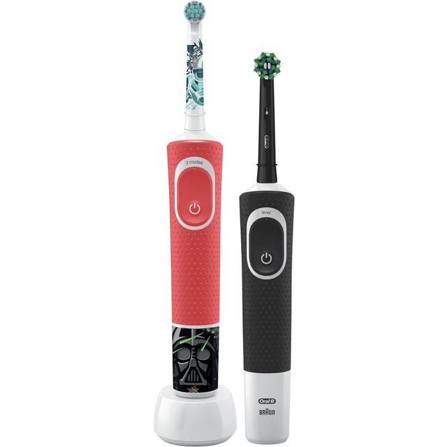 Oral-B D103 Black + D100 Star Wars D103.413.3-D100.410.2K Eltandborste barn Roterande/Oscillerande Röd/vit, Svart/Vit