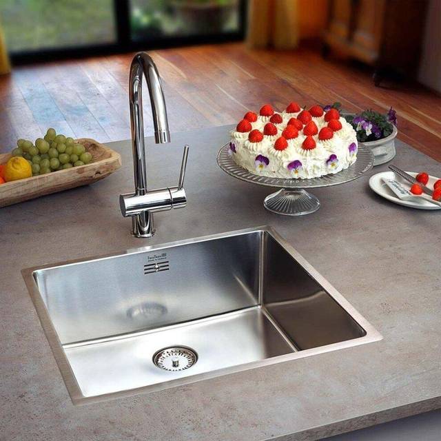 Reginox - New York Kitchen Sink Rectangular 1 Bowl Stainless Steel Basket Waste