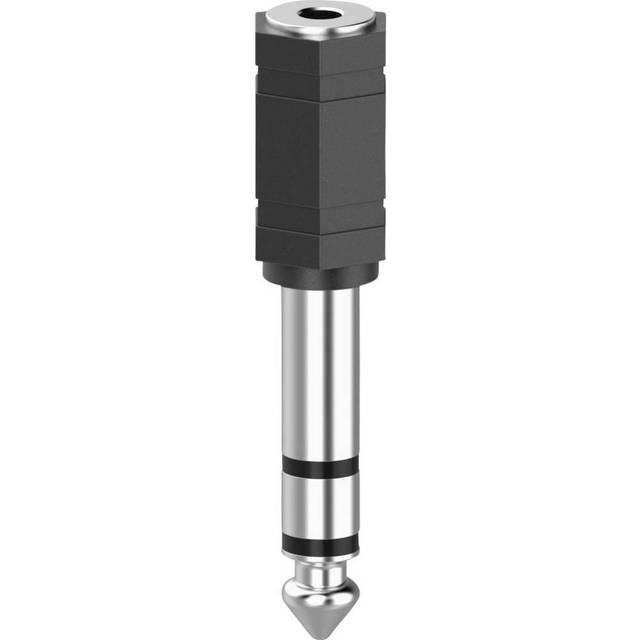 Hama Jack 6,35 3,5 adapter (6,35 mm hane till 3,5 mm hona, stereo, 10 års garanti, hörlursuttag, stereokontakt, idealisk ljud-/elektrisk pianomixer/tangentbord) svart