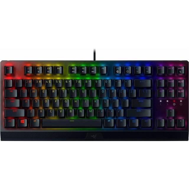 Razer BlackWidow V3 Tenkeyless (Green Switch) - Kompakt mekaniskt tangentbord med Chroma RGB (Helt programmerbara tangenter, Kabeldragningsalternativ) US Layout | Svart