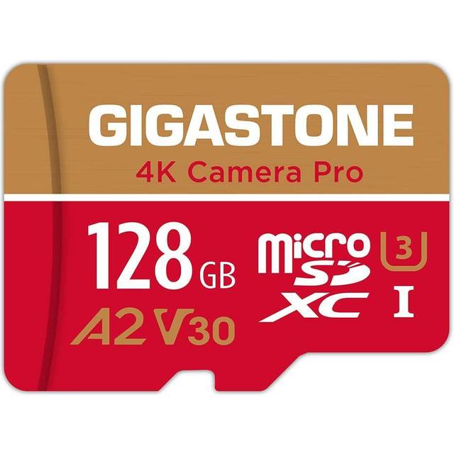 Gigastone Micro SD Card 128GB with SD Adapter + Mini-case, 4K Camera Pro, 4K UHD Video Recording, GoPro SD card Action Camera Compatible, R/W up to 10