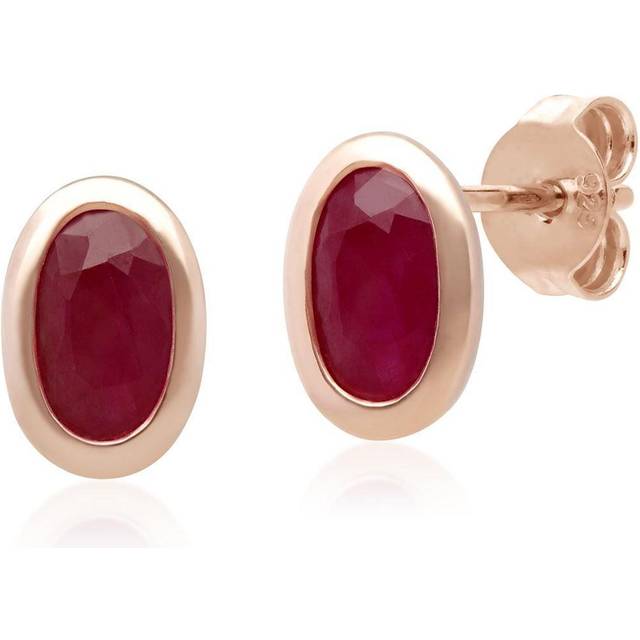 Classic Oval Ruby Stud Earrings in 9ct Yellow Gold 5x3mm