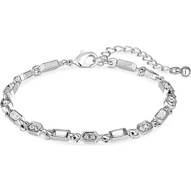 Lipsy Silver Coloured Baguette Square Glass Fine Bracelet