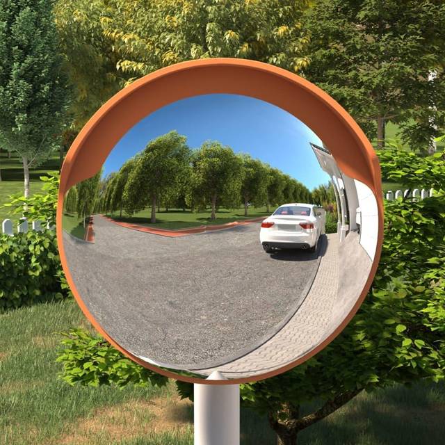 vidaXL Outdoor Convex Traffic Mirror Orange Ø30 cm Polycarbonate - orange