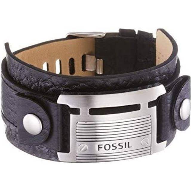 Fossil mens wrap adjustable leather bracelet jf84816040 black