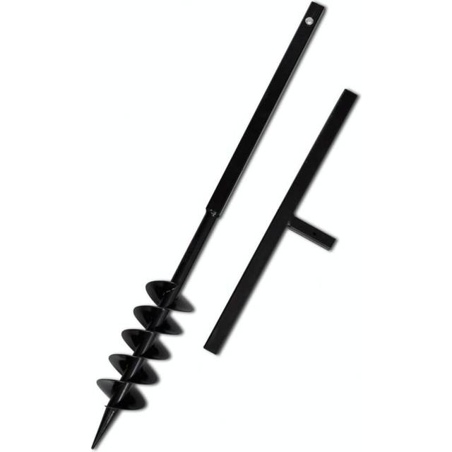 Ground Drill with Handle Auger Bit 100 mm Double Spirals Steel Black