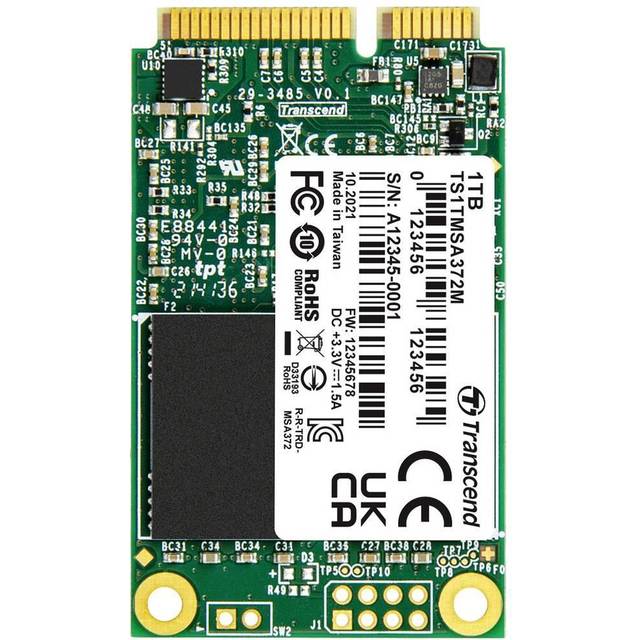 Transcend MSA372M 1 TB SSD-hårddisk mSATA SATA III Industrial TS1TMSA372M