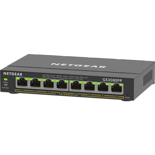 NETGEAR GS308EPP Managed L2/L3 Gigabit Ethernet (10/100/1000) Power over Ethernet (PoE) Black