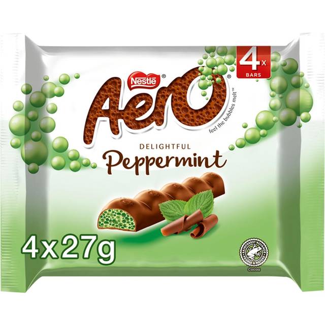 Aero Bubbly Peppermint Mint Chocolate Bar, 27g (Pack of 4)